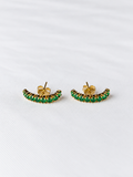 Brinco earhook com pedras esmeralda