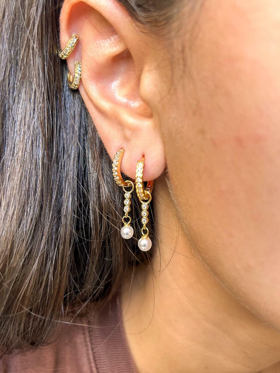 Argola Pearl dourada